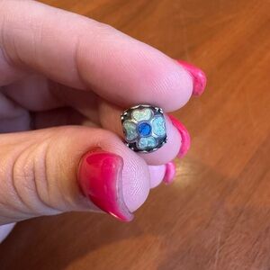 Retired Blue Floral Charm By Pandora